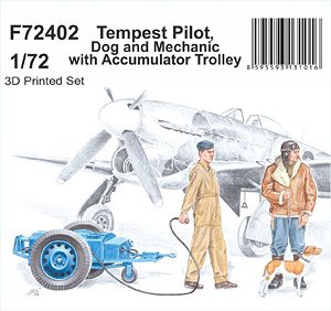 Tempest Pilot, Dog and Mechanic with Accumulator Trolley (Plastic model)