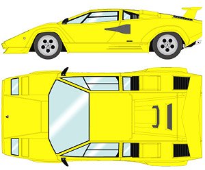 Lamborghini Countach LP5000 QV 1988 with Rear wing Yellow (Black Interior) (Diecast Car)