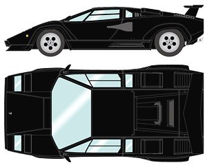 Lamborghini Countach LP5000 QV 1988 with Rear wing Black (Gray Interior) (Diecast Car)