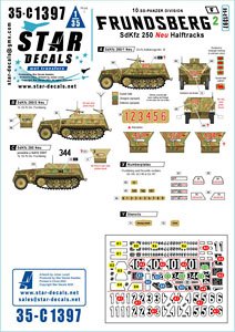 Frundsberg # 2. SdKfz 250 `NEU` versions. SdKfz 250/1, SdKfz 250/3, SdKfz 250/7. (Decal)