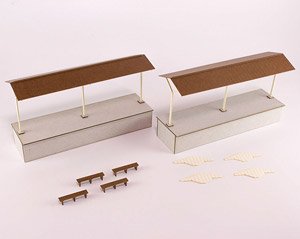 16番(HO) ペーパーキット まちかどアクセサリーシリーズ 島式ローカルホーム延長セットB (上屋) (組み立てキット) (鉄道模型)