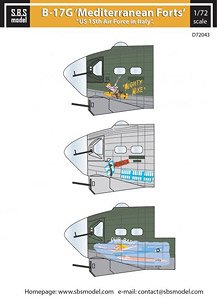 B-17G `Mediterranean Forts` US 15th Air Force in Italy (Decal)