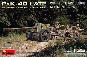 GERMAN 7.5CM ANTI-TANK GUN PaK 40 Late w/ELITE ARTILLERIE REGIMENT CREW (Plastic model)
