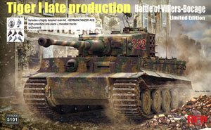 TIGER I Late.Production (Battle of Villers-Bocage) W/Zimmerit & German Panzer Ace (Plastic model)