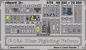 F-16A Plus Zoom Etched Parts (for Hasegawa) Also Suitable for F-16N (Plastic model)