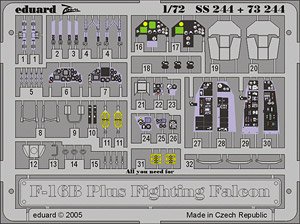 F-16B Plus Zoom Etched Parts (for Hasegawa) (Plastic model)