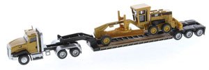 Cat CT660 デイキャブトラクター (Cat 163H モーターグレーダー積載 ローボーイトレーラー付き) (ミニカー)