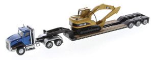 Cat CT660 Day Cab Tractor with Lowboy Trailer and Cat 315C L Hydraulic Excavator (Diecast Car)