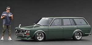 Datsun Bluebird (510) Wagon Green With Mr. Jun Imai (Diecast Car)