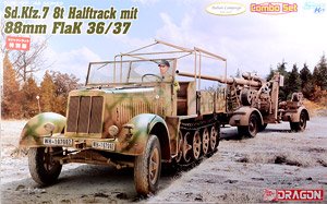 German Sd.Kfz.7 8ton Late Production mit 88mm FlaK 36/37 Set w/Magic Track (Plastic model)