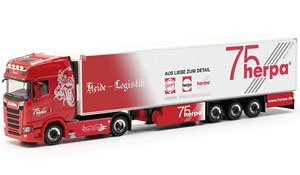 (HO) スカニア CS20 HD 冷蔵ボックスセミトレーラー `Heide Logistik/75 Jahre Herpa` [Scania CS20 SZ] (鉄道模型)