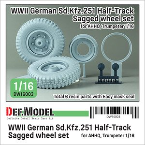 WW2 GERMAN Sd.Kfz. 251 Half Track Sagged Front Wheel set (for Das Werk, Trumpeter) (Plastic model)