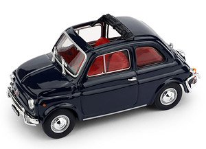 Fiat 500L 1968-1972 Open Blue Black Red Interior (Diecast Car)