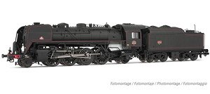 SNCF, 141R 568 with mixed spoke and boxpok wheels and rivetted coal tender, black/red, ep. III (Model Train)
