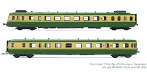 SNCF, RGP2 diesel railcar, re-built version, green/beige livery, ep. IV (2-Car Set) (Model Train)