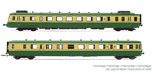 SNCF, RGP2 diesel railcar, re-built version, green/beige livery, ep. IV (2-Car Set) (Model Train)