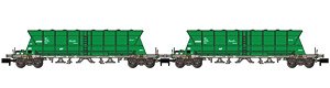 RENFE Mercancias, 2-unit pack 4-axle hopper wagons Faoos, green, ep.V-VI (2-Car Set) (Model Train)