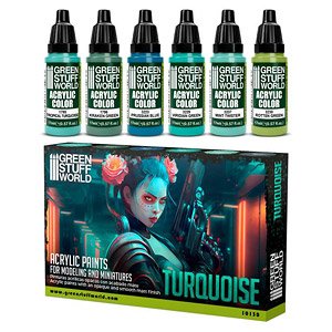 アクリル塗料セット ターコイズカラー 6本セット (17ml) (塗料)