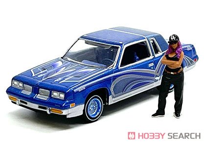 1984 Oldsmobile Cutlass Lowrider Blue with Lowrider w/Enthusiast Figure (Diecast Car) Item picture1