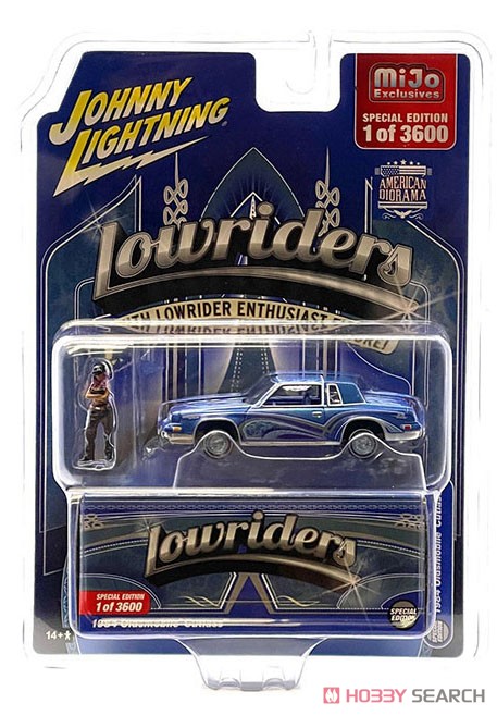 1984 Oldsmobile Cutlass Lowrider Blue with Lowrider w/Enthusiast Figure (Diecast Car) Package1