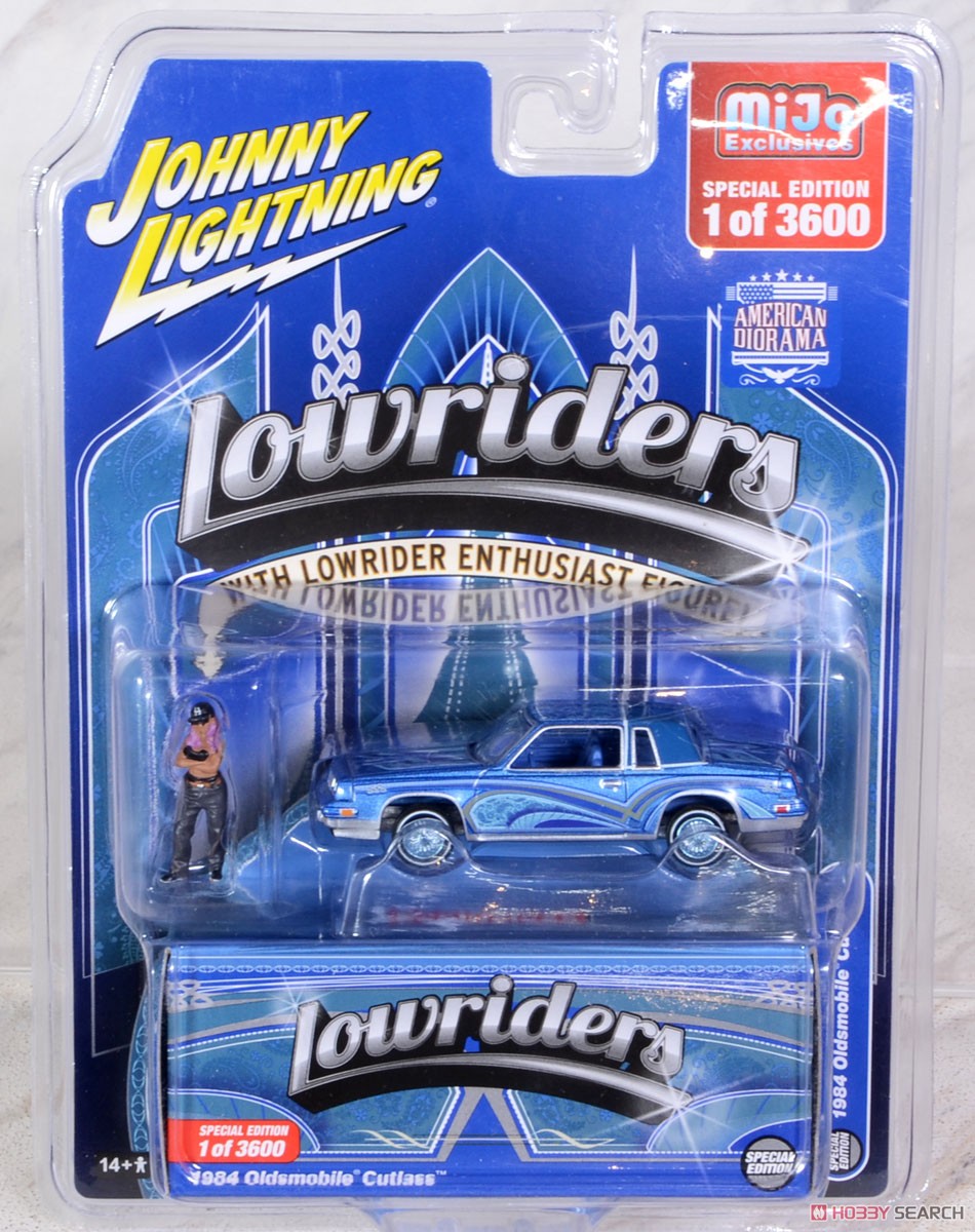 1984 Oldsmobile Cutlass Lowrider Blue with Lowrider w/Enthusiast Figure (Diecast Car) Package2
