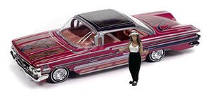 1960 シェビー インパラ ローライダー レッド with ローライダーエンスージアストフィギュア (ミニカー)