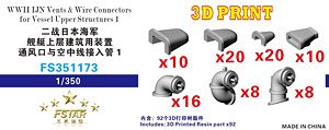 WWII IJN Vents & Wire Connectors for Vessel Upper Structures 1 3D Printing (Plastic model)