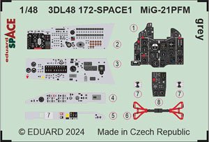 MiG-21PFM Gray Space 3D Decal Set (for Eduard) (Plastic model)