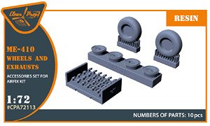 Me-410 B-1/U2/U4/R4 wheel set and exhaust (for Airfix) (Plastic model)