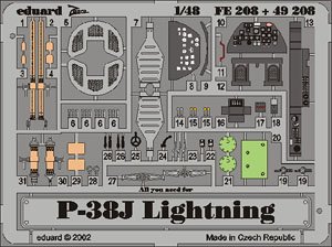 Zoom-Etched Pats for P-38J (for Hasegawa) (Plastic model)