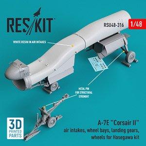 A-7E `CORSAIR II` AIR INTAKES, WHEEL BAYS, LANDING GEARS, WHEELS FOR HASEGAWA KIT (3D PRINTED) (Plastic model)