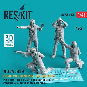 YELLOW JERSEY (RIGHT POSITION FROM THE AIRCRAFT) PLANE DIRECTOR, AIRCRAFT HANDLING OFFICER, CATAPULT AND ARRESTING GEAR OFFICERS (4 PCS) (3D PRINTED) (Plastic model)