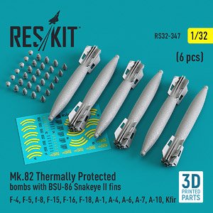MK.82 THERMALLY PROTECTED BOMBS WITH BSU-86 SNAKEYE II FINS (6 PCS) (Plastic model)
