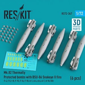 MK.82 BOMBS WITH BSU-86 SNAKEYE II FINS (Navy Type) (6 PCS) (3D PRINTED) (Plastic model)