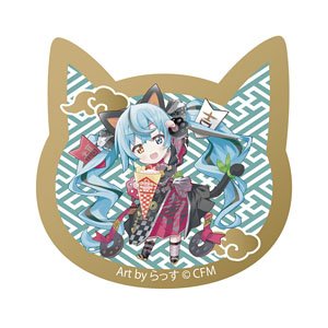 「初音ミク×招き猫」 猫型アクリルマグネット Art by らっす 黒猫 立ち左手あげ クレープ (キャラクターグッズ)