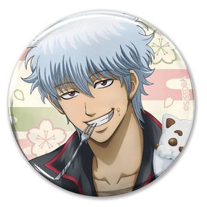 Gin Tama. Gintoki Sakata 65mm Can Badge Sakura Pancake & Latte Art Ver. (Anime Toy)