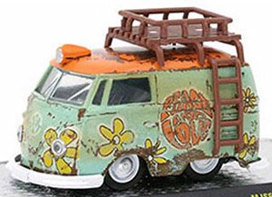 1960 Volkswagen Delivery Van Peace & Love Green/Orange (Diecast Car)