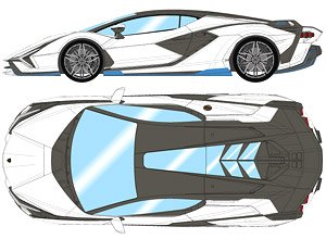 Lamborghini Sian FKP 37 2019 with Stripe White / Visible Carbon (Diecast Car)