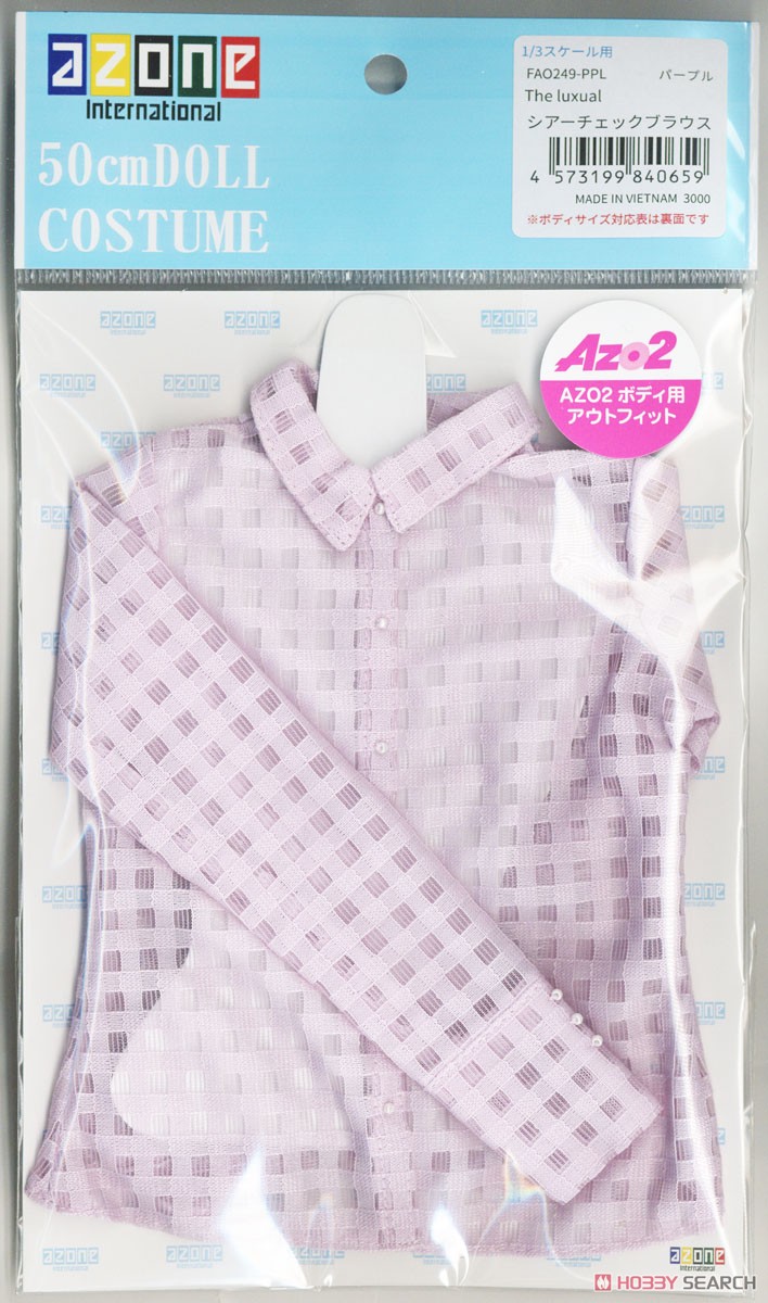 AZO2 The Luxual Sheer Check Blouse (Purple) (Fashion Doll) Item picture2