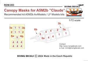 Canopy Masks for A5M2b `Claude` (for LF MODELS/AVI MODELS) (Plastic model)