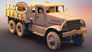 米・ホワイト666型六輪トラック・ハードトップ木製荷台 (プラモデル)