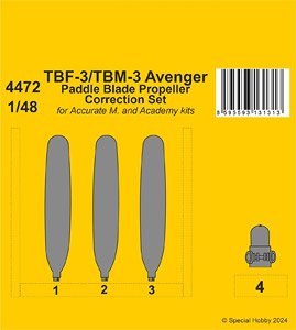 TBF-3/TBM-3 Avenger Paddle Blade Propeller Correction Set 1/48 (for Accurate/Academy) (Plastic model)