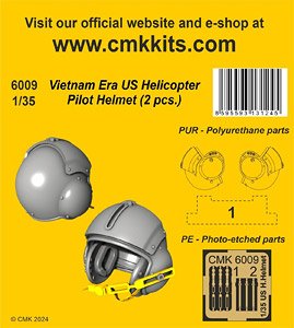 Vietnam Era US Helicopter Pilot Helmet (2 pices) (Plastic model)