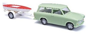 (HO) トラバント P601 ボートトレーラー牽引 (鉄道模型)