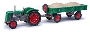 (HO) Beruhmt Tractor with Ballast Trailer Green H0 (Model Train)