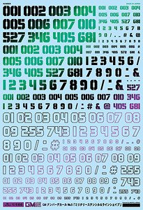1/144 GM Number Decal No.5 [Military Stencil & Line Shape] Prism Black & Neon Blue (Material)