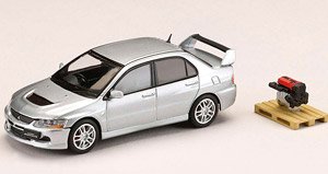 三菱 ランサーエボリューション 9 GSR エンジンディスプレイモデル付き クールシルバーメタリック (ミニカー)