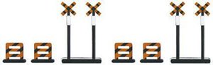 Grade crossing (Railroad crossing warning signs 4 pieces,Guardrails 4 pieces) (N Scale Layout Accessory Series) (Model Train)