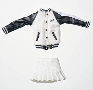 CS014A Stadium Jumper + Skirt Set for 1/12 Action Figure (White) (Fashion Doll)