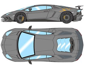 Lamborghini Aventador LP750-4 SV 2015 Grigio Telesto (Large Orange `SV` Logo) (Diecast Car)